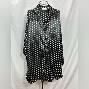 Victoria's Secret Vintage Gold Label polka dot button down sleep shirt size M/L